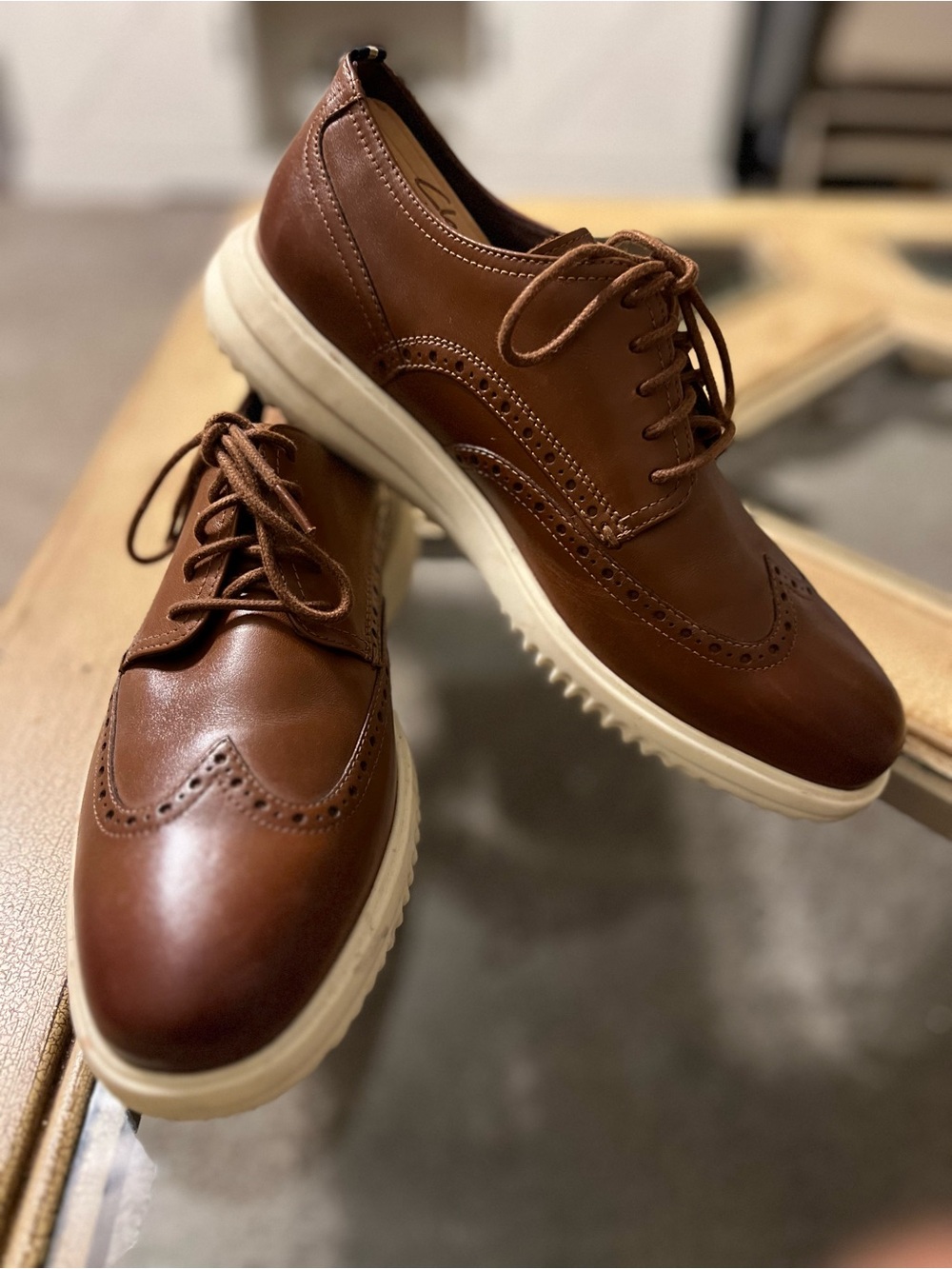 Cole Haan Grand Men's Brown Wingtip Lace-Up Shoes 9.5